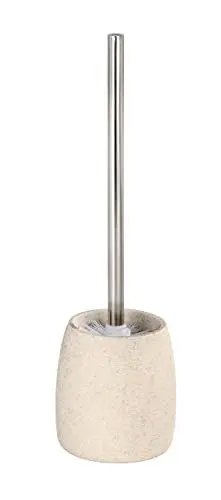 Produktbild: WENKO WC-Garnitur Mod. Goa, Toilettenbürstenhalter aus schwerem Kunststein (Polyresin) im natürlichen Stein-Look, inkl. Toilettenbürste mit auswechselbarem Bürstenkopf, Ø 11,8 cm x 38,5 cm, Beige