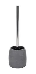 Produktbild: WENKO WC-Garnitur Mod. Goa, Toilettenbürstenhalter aus schwerem Kunststein (Polyresin) im natürlichen Stein-Look, inklusive Toilettenbürste mit auswechselbarem Bürstenkopf, Ø 11,8 cm x 38,5 cm, Grau