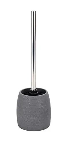 Produktbild: WENKO WC-Garnitur Mod. Goa, Toilettenbürstenhalter aus schwerem Kunststein (Polyresin) im natürlichen Stein-Look, inklusive Toilettenbürste mit auswechselbarem Bürstenkopf, Ø 11,8 cm x 38,5 cm, Grau