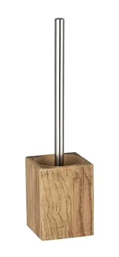 Produktbild: WENKO WC-Garnitur Mod. Marla aus Polyresin in Holzoptik mit Silikonbürste und auswechselbarem Bürstenkopf Ø 7,5 cm Maße 9 x 37 x 9 cm Farbe Braun