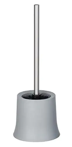 Produktbild: WENKO WC-Garnitur Mod. Basic, offener Toilettenbürstenhalter für das Badezimmer und die Gäste-Toilette, inkl. Toilettenbürste, aus mattiertem Kunststoff, Maße (B/T x H): Ø 14 x 38 cm, Grau