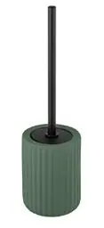 Produktbild: WENKO WC-Garnitur Mod. Belluno, aus Stabiler Keramik mit geriffelte Soft-Touch Oberfläche, hygienisch auswechselbarer Bürstenkopf, Grün/Schwarz, Ø 11,5 x 42 cm
