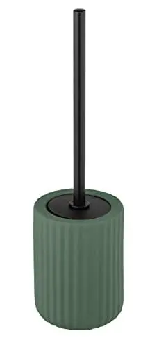 Produktbild: WENKO WC-Garnitur Mod. Belluno, aus Stabiler Keramik mit geriffelte Soft-Touch Oberfläche, hygienisch auswechselbarer Bürstenkopf, Grün/Schwarz, Ø 11,5 x 42 cm