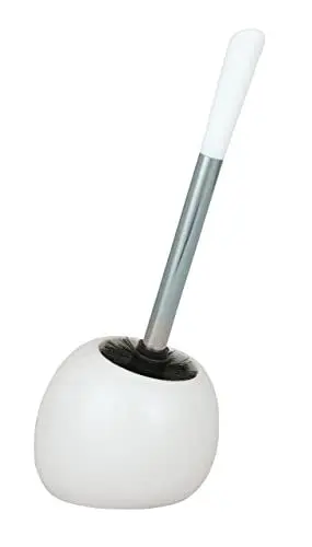 Produktbild: WENKO WC-Garnitur Polaris, hochwertiger Toilettenbürstenhalter aus edler Keramik, für Bad & Gäste-WC, inklusive Toilettenbürste mit auswechselbarem Bürstenkopf Ø 8 cm, 15 x 36 x 14,5 cm, Weiß