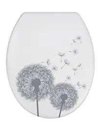 Produktbild: WENKO WC-Sitz Astera, Toilettensitz mit Absenkautomatik, Fix-Clip Befestigung, Antibakterielles Duroplast, 38 x 45 cm, Weiß/Grau