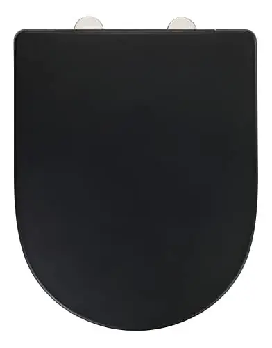 Produktbild: WENKO WC-Sitz Exclusive Nr. 3, Toilettensitz mit Absenkautomatik, passend für Villeroy & Boch O.novo und handelsübliche Keramiken, WC-Deckel aus antibakteriellem Duroplast, 36,5 x 45 cm, Schwarz