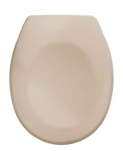 Produktbild: WENKO WC-Sitz Mod. Bergamo antibakteriell Duroplast Kratzfest bruchsicher mit rostfreier Fix-Clip Edelstahl-Befestigung Maße 35 x 44,4 cm Farbe beige