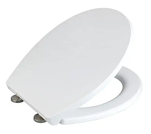 Produktbild: WENKO WC-Sitz Mod. Ostuni, Toilettensitz mit Absenkautomatik, 300 kg Belastung, WC-Deckel mit Easy-Close, für sanftes Deckelschließen, Toilettenbrille aus recyclebarem Thermoplast, 37 x 44,5 cm, Weiß