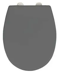 Produktbild: WENKO WC-Sitz Vorno Neo Grau, hygienischer Toilettendeckel mit Absenkautomatik, Toilettensitz aus bruchsicherem, antibakteriellem Duroplast, Schnellbefestigung aus rostfreiem Edelstahl, 37 x 46 cm