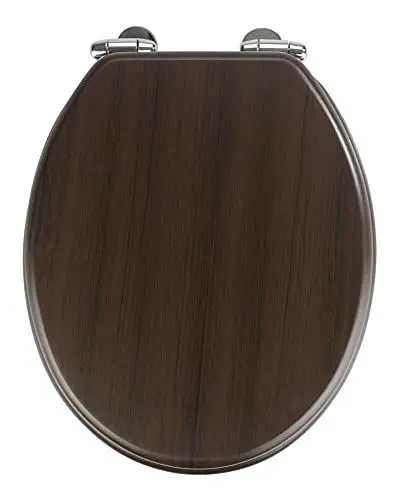 Produktbild: WENKO WC-Sitz Wenge, Toilettensitz mit Absenkautomatik in Holz-Optik, WC-Deckel für sanftes Deckelschließen, mit Fix-Clip Hygienebefestigung, Toilettenbrille aus MDF, 35,5 x 42,5 cm, Dunkelbraun