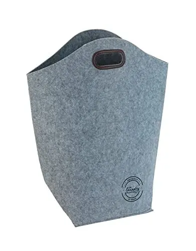 Produktbild: WENKO Wäschesammler Filz Grau - Wäschekorb aus recyceltem Material mit Tragegriffen Fassungsvermögen: 42 l, Polyester, 45 x 60 x 25 cm, Grau