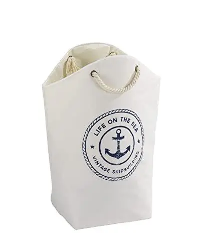 Produktbild: WENKO Wäschesammler Mod. Sylt faltbar aus hochwertigem Polyester mit geflochtenen Tragegriffen 58 Liter Fassungsvermögen Maße 53 x 60 x 25 cm Farbe Beige