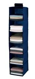 Produktbild: WENKO Wäschesortierer Air, Schrankorganizer mit 6 Fächern für Textilien, verstärkte, breite Böden & Klettverschluss zur Anbringung an der Kleiderstange, atmungsaktives Vlies-Material, Navy
