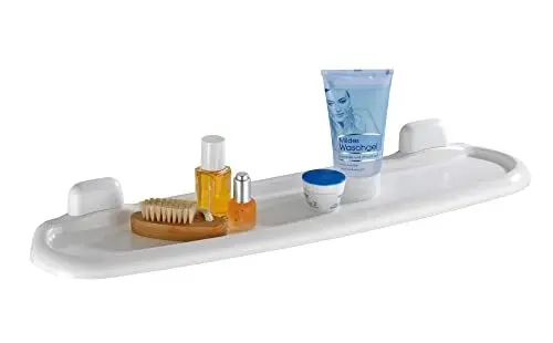 Produktbild: WENKO Wandablage Mod. Pure praktische Ablage für Badutensilien aus hochwertigem Kunststoff mit glatter Oberfläche Maße 58 x 5,5 x 14 cm in Weiß