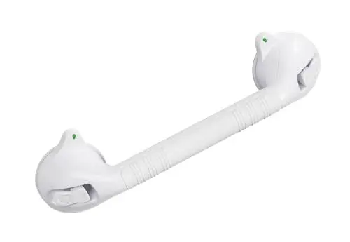 Produktbild: WENKO Wandgriff Secura 42 cm lang, Sauggriff mit Ampelfunktion, sicherer Halt in Dusche, Badewanne und Toilette, stabiler Haltegriff mit Saugnäpfen zum Ansaugen, Kunststoff, 42 x 11,5 x 8,5 cm, Weiß