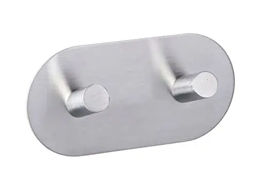 Produktbild: WENKO Wandhaken Duo Edelstahl matt - selbstklebend, Edelstahl rostfrei, 10 x 5 x 2.8 cm, Matt