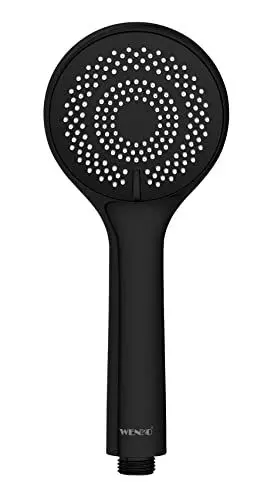 Produktbild: WENKO Wasserspar Duschkopf Watersaving, wassersparende Universal-Handbrause, Duschbrause mit nachhaltigem Wasserspar-System, 40% Wasser sparen bei vollem Komfort, Duschkopf Ø 9,5 cm, ABS Schwarz matt
