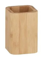 Produktbild: WENKO Zahnbürstenhalter Bambusa, nachhaltiger Zahnputzbecher aus Bambus für Zahnbürste, Zungenreiniger und Zahnpasta, praktisches Bad-Accessoire für Pinsel und Make-Up, Ø 7,1 x 10,7 cm, Natur