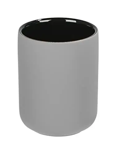 Produktbild: WENKO Zahnputzbecher Avellino, Keramik Zahnbürstenhalter mit Soft-Touch Oberfläche, Ø 8,5 x 11 cm, mattiert, Grau