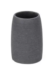 Produktbild: WENKO Zahnputzbecher Goa, hochwertiger Zahnbürstenhalter für Zahnbürste und Zahnpasta aus schwerem Kunststein (Polyresin) im natürlichen Stein-Look, Ø 7,4 x 10,5 cm, Grau