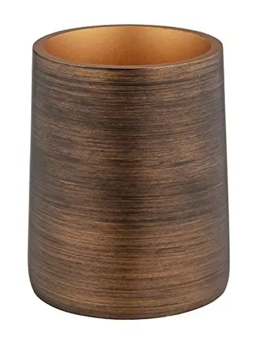 Produktbild: WENKO Zahnputzbecher Palena, Becher zum Aufbewahren von Zahnputzutensilien oder Kosmetikzubehör aus dem hochwertigem Kunststoff Polyresin in elegantem Design, (B/T x H): Ø 8,5 x 10,8 cm, Bronze