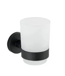 Produktbild: WENKO Zahnputzbecher UNO Bosio Black Edelstahl matt - Zahnbürstenhalter für Zahnbürste und Zahnpasta, Edelstahl rostfrei, 7 x 9.5 x 10.5 cm, Matt