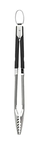 Produktbild: WENKO Zange BBQ, Black Outdoor Kitchen Grillgut-Zange aus rostfreiem Edelstahl mit Feststellmechanismus, Griff Kunststoff, Grillzange spülmaschinengeeignet, 5 x 45 4,1 cm, 55004100, Silber Matt