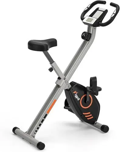Produktbild: Wenoker Heimtrainer,Hometrainer Fahrrad,Heimtrainer Fahrrad Klappbar mit LCD Display und Handpulssensoren, Ergometer Heimtrainer Klappbar für Anfänger und Senioren Orange