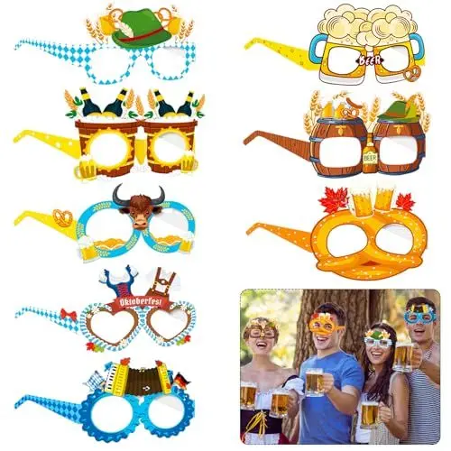 Produktbild: Wentsent 24 Stück Oktoberfest Partybrille, Accessoires Papier Brillen Lustig Party Deko Bayrisch Foto Requisiten Bayern Photo Booth Props Dekoration