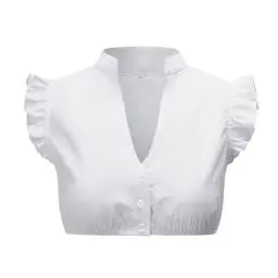 Produktbild: Wentsent Dirndl Bluse Damen Weiß, Dirndlbluse Flügelärmel Kurzarm DirndlBlusen Baumwolle Dirndlblusen V Ausschnitt Schulterfrei Trachtenbluse für Bayrische Oktoberfest