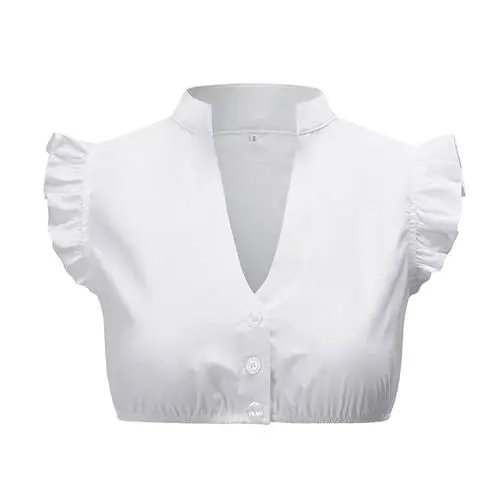 Produktbild: Wentsent Dirndl Bluse Damen Weiß, Dirndlbluse Flügelärmel Kurzarm DirndlBlusen Baumwolle Dirndlblusen V Ausschnitt Schulterfrei Trachtenbluse für Bayrische Oktoberfest