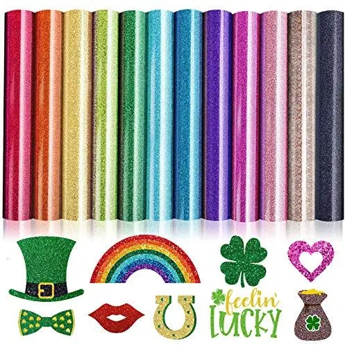 Produktbild: wenyujh Vinylfolien Bögen Plotterfolie Bastelfolie Vinyl Folie Klebefolien zum Basteln Plotten Selbstklebend DIY Handwerk Scrapbooking (Regenbogenfarb-12Stück)