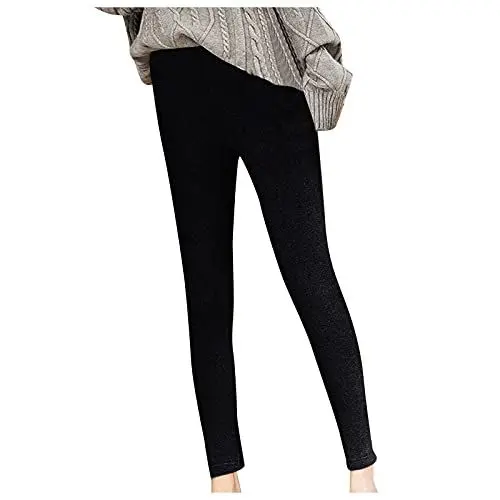 Produktbild: WENZHOU Winter Warme Leggings Damen Dicke Samt Gefüttert Thermische Dehnbare Leggings, Hohe Taille Stretch Hose Winter Warme Fleece Gefütterte Leggings - Dicke Samt Strumpfhose Thermalhose #A
