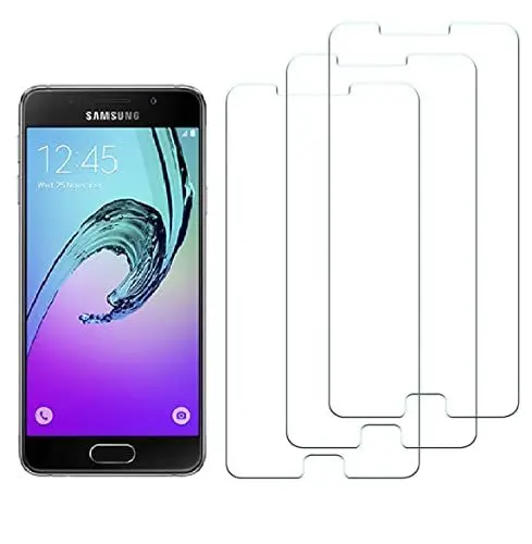 Produktbild: WEOFUN (3 Stück) Schutzfolie für Samsung Galaxy A5 2016, Ultra-klar Displayschutzglas für Samsung Galaxy A5 2016 (0.33mm Ultradünner, 99% Ultra-klar, 9H Härte)