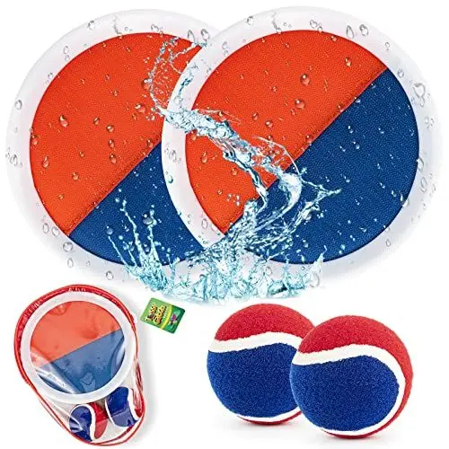 Produktbild: Weokeey Klettballspiel Klettball Strandspielzeug Wasserdicht Ball Klettspiel Wurf Spiel Kinderspielzeug Garten Outdoor Spiele Ostergeschenke Kinder ab 3 4 5 6 7 8 9 10 Jahren Junge Mädchen