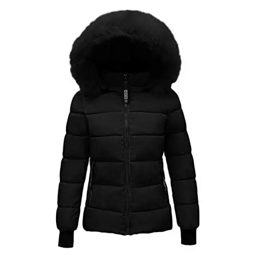 Produktbild: WEOPLKIN Winterjacke Damen Steppjacke Damen Leicht Mantel Damen Langarm Daunenmantel Sweatjacke Damen Mit Kapuze Jacke Damen Herbst Elegant Kurzmantel Damen Damen Jeansjacke Schwarz M