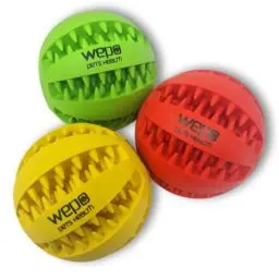 Produktbild: WEPO Zahnpflegeball Hund - 3 Farben Set Ø 7cm - Hundeball Noppen - Ball aus Naturkautschuk - Zahnpflege Hundespielzeug verbessert Zahnfleisch und Zähne