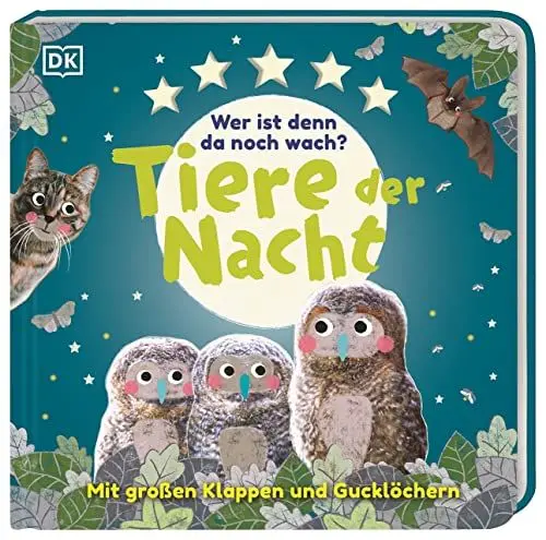 Produktbild: Wer ist denn da noch wach? Tiere der Nacht: Pappbilderbuch mit Klappen und Gucklöchern ab 2 Jahren