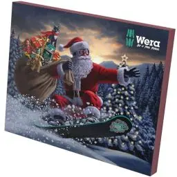 Produktbild: Wera 05136609001 Adventskalender 2024 – Werkzeug-Adventskalender, 25-teilig inkl. einzigartigem und innovativen Mix an Schraubwerkzeugen sowie Salz- und Pfefferstreuern im Wera Design