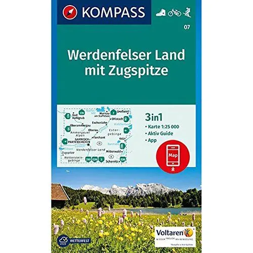 Produktbild: Werdenfelser Land mit /Zugspitze: Wanderkarte mit Aktiv Guide, Radwegen und Loipen. GPS-genau. 1:25000 (KOMPASS Wanderkarte, Band 7)