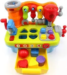 Produktbild: Werkbank Kinder Spielzeug ab 1 Jahr Junge, Kinder Geschenk 1 Jahr Junge Kinderspielzeug ab 1 Jahr Baby Spielzeug Werkzeugbank 12 18 24 Monate 1 2 3 Jahre mit Formsortierer Musik Licht & Soundeffekten