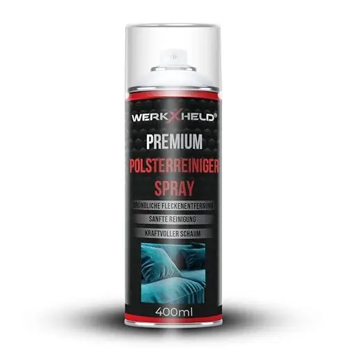 Produktbild: WerkXheld Polsterreiniger Spray (400ml) – Hochwirksamer Teppichreiniger & Auto Polsterreiniger | Sofa Reiniger, Mikrofaser Reiniger | Fleckenentferner für Textilien & Autositze