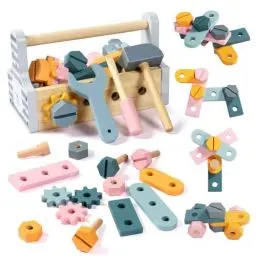 Produktbild: Petfu Werkzeugkoffer Kinder Montessori Spielzeug ab 2 3 4 Jahre Holzspielzeug Kinderspielzeug Werkzeugkasten Lernspiele ab 3 Jahren Werkzeug Kinder Geburtstagsgeschenk Mädchen Junge 2 3 4 Jahre