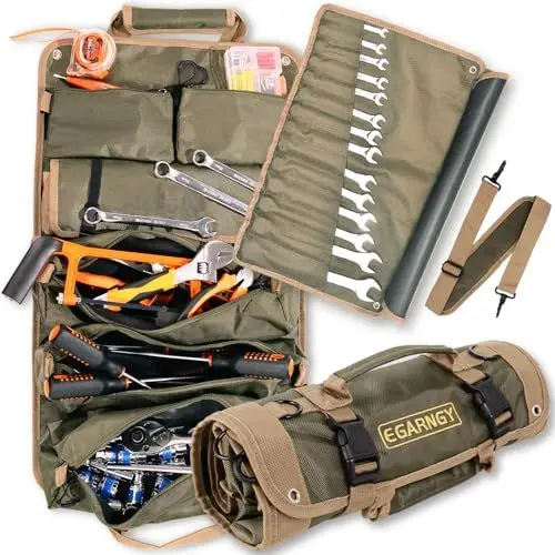 Produktbild: Werkzeugtasche, großer Werkzeug-Rolltaschen-Organisator für Elektriker, abnehmbare Schwerlasttasche mit 3 großen Werkzeugtaschen,2 kleine Werkzeugtaschen zur Aufbewahrung,Geschenk für Männer/Vater/Ihn