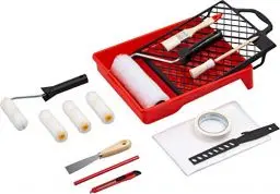 Produktbild: Werkzeyt Renovierungs-Set 17-teilig - Umfangreiche Werkzeuge & Hilfsmittel zum Renovieren & Streichen - Mit Farbwalzen, Pinseln, Farbwanne, Abdeckmaterial & Co / Malerbedarf / Maler-Set / B21626