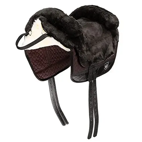 Produktbild: Werner Christ Fellsattel IBERICA Plus baumloser Lammfellsattel im spanischen Stil, Bare-Back-pad, Pferde-Sattel aus echtem Lammfell in Gr. Pony, Fell in braun