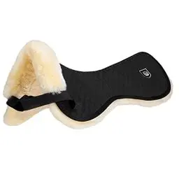 Produktbild: Werner Christ ® Lammfell Sattelpad Standard Sattelunterlage/Sattelkissen aus echtem Fell, dämpfendes Lammfellpad, Reitpad in schwarz/Natur, Pony