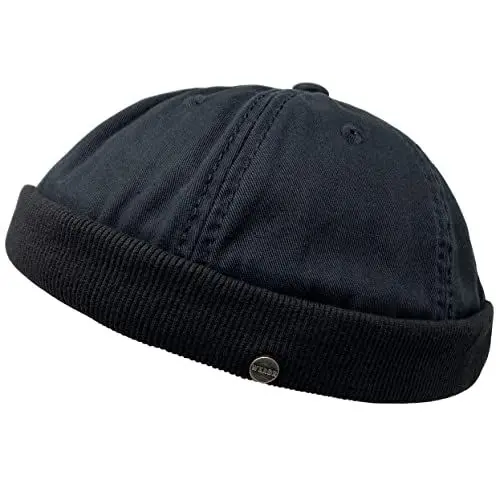 Produktbild: WEROR Dockercap Herren – Fischermütze Seemannsmütze Docker Cap Dockermütze - Mütze aus Baumwolle - Strickmütze – WEROR-281.1 (Einheitsgröße, Schwarz)