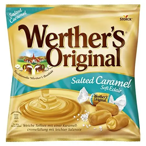 Produktbild: Werther's Original Salted Caramel Soft Eclair - 1 x 180g - Weiche Sahnetoffees mit Karamellcremefüllung mit leichter Salznote