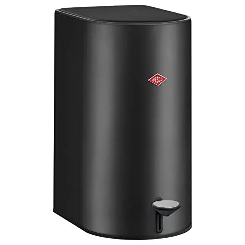 Produktbild: Wesco Step Boy Mülleimer pulverbeschichtetes hochwertiges Stahlblech in der Farbe Schwarz matt, 9 Liter Fassungsvermögen - mit Fußtritt